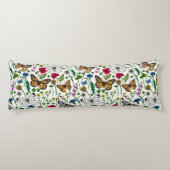 Wilde bloemen en vlinders op wit lichaamskussen (Achterkant)