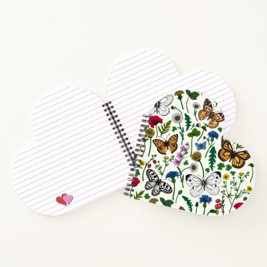 Wilde bloemen en vlinders op wit notitieboek (Binnen)