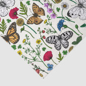 Wilde bloemen en vlinders op wit tissuepapier (Detail)