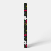 Wilde bloemen en vlinders op zwart samsung galaxy hoesje (Linkerkant)