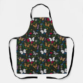 Wilde bloemen en vlinders op zwart schort (Voorkant)