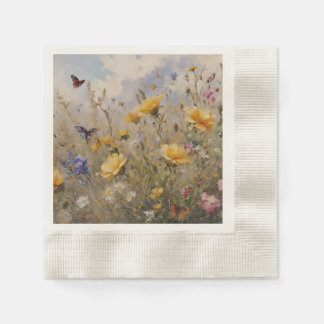 Wilde bloemen en vlinders Papier servet