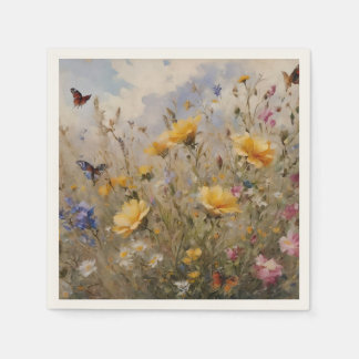 Wilde bloemen en vlinders Papier servet