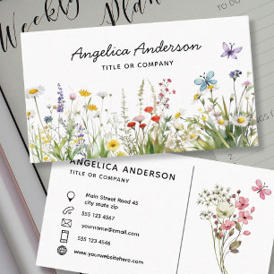 Wilde bloemen en vlinders visitekaartje