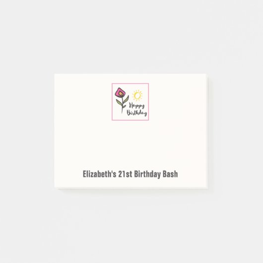 wilde bloemen en zonescherm Birthday Post-it® Notes (Voorkant)