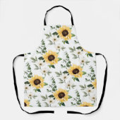 Wilde bloemen en Zonnebloem Monogram Wit Schort (Voorkant)