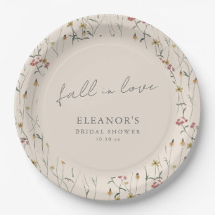Wilde bloemen Fall in Love Bruiloft Bridal Shower  Papieren Bordje
