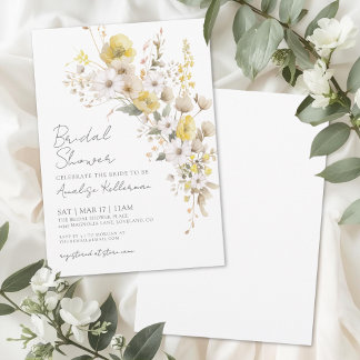 Wilde Bloemen Geel Bloemstuk Bruidsdouche Kaart