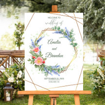 Wilde bloemen Gold Lijst Weddenschap Welkomstteken