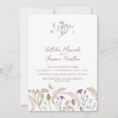 Wilde bloemen grassen aquarel herfst bruiloft kaart (Voorkant)