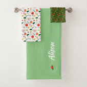 Wilde bloemen groen wit rood  bad handdoek (Insitu)