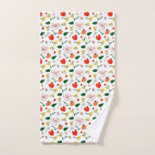 Wilde bloemen groen wit rood  bad handdoek (Handdoek)