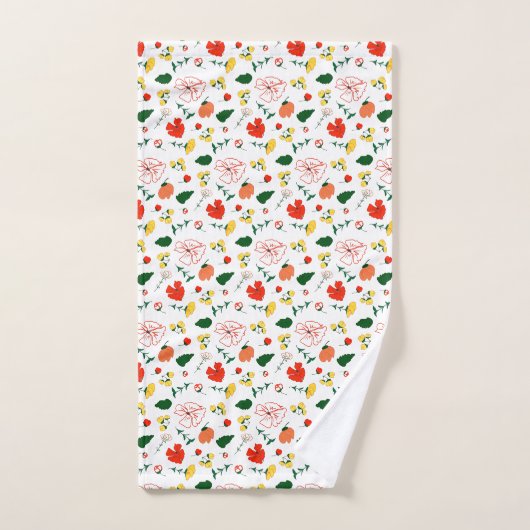 Wilde bloemen groen wit rood  bad handdoek (Handdoek)