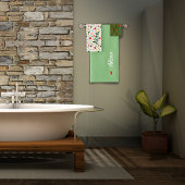 Wilde bloemen groen wit rood naam bad handdoek