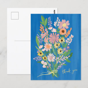 Wilde Bloemen Handgeschilderd Kleurig Gouache Dank Briefkaart