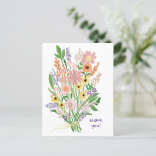Wilde Bloemen Handgeschilderd Kleurrijk Gouache Da Briefkaart