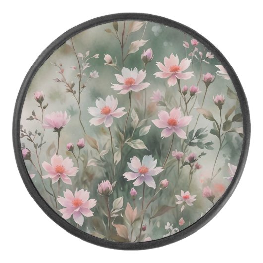 wilde bloemen hockey puck (Voorkant)