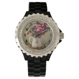 Wilde bloemen in een vaas polshorloge horloge