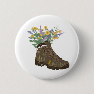 Wilde bloemen in het wandelende opstapje Trucker H Ronde Button 5,7 Cm