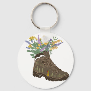 Wilde bloemen in Hiking Boot Camping T-Shirt Sleutelhanger