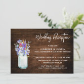 Wilde bloemen in Metselaars pot Rustic Huwelijksfe Kaart (Staand voorkant)