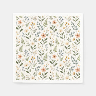 Wilde bloemen in neutrale kleuren servet