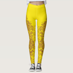 Wilde bloemen in Paars en goud door Aleta Leggings