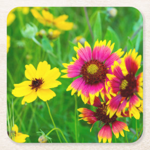 Wilde bloemen in Prairie in Hill Country Vierkante Kartonnen Onderzetter