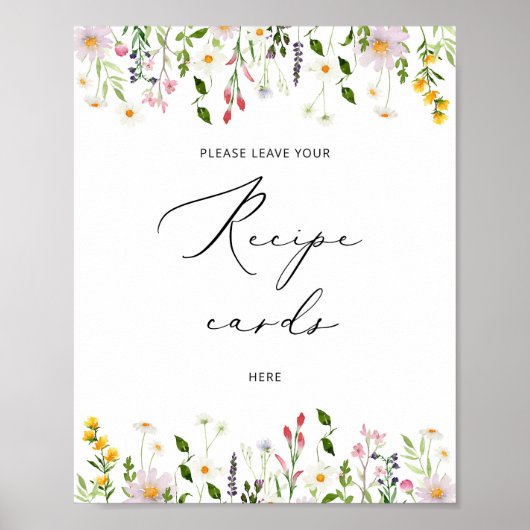 Wilde bloemen laat hier uw receptkaart poster (Voorkant)