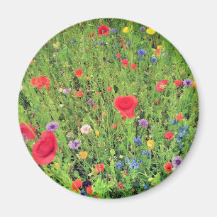 Wilde bloemen Lente Foto 5.7 cm Ronde magneet