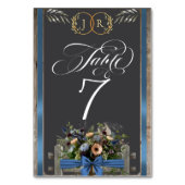 Wilde Bloemen, Lint & Monogram - Blauw Kaart (Achterkant)
