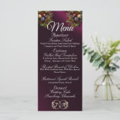 Wilde Bloemen & Lint - Paarse Bruiloft Menu (Staand voorkant)