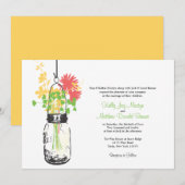 Wilde bloemen & Mason Jar bruiloft uitnodigingen (Voorkant / Achterkant)