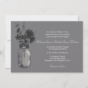 Wilde bloemen & Mason Jar bruiloft uitnodigingen