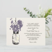 Wilde bloemen & Mason Jar bruiloft uitnodigingen (Staand voorkant)