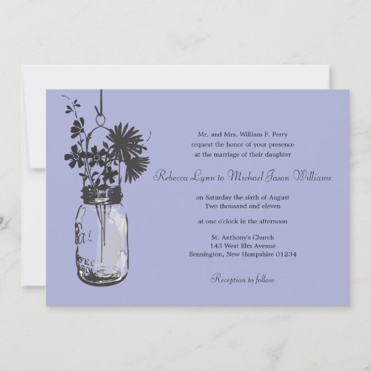 Wilde bloemen & Mason Jar bruiloft uitnodigingen (Voorkant)