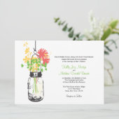 Wilde bloemen & Mason Jar bruiloft uitnodigingen (Staand voorkant)
