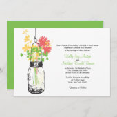 Wilde bloemen & Mason Jar bruiloft uitnodigingen (Voorkant / Achterkant)