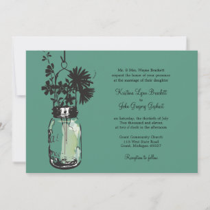 Wilde bloemen & Mason Jar bruiloft uitnodigingen