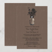 Wilde bloemen & Mason Jar bruiloft uitnodigingen (Voorkant / Achterkant)
