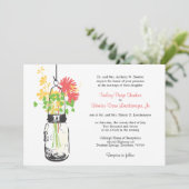 Wilde bloemen & Mason Jar bruiloft uitnodigingen (Staand voorkant)