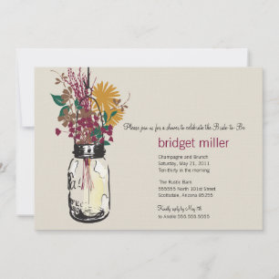 Wilde bloemen & Mason Jar Vrijgezellenfeest Kaart