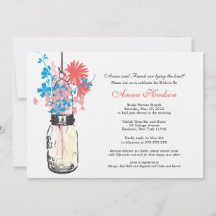 Wilde bloemen & Mason Jar Vrijgezellenfeest Kaart
