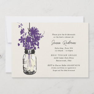 Wilde bloemen & Mason Jar Vrijgezellenfeest Kaart