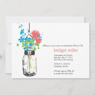 Wilde bloemen & Mason Jar Vrijgezellenfeest Kaart
