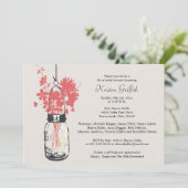 Wilde bloemen & Mason Jar Vrijgezellenfeest Kaart (Staand voorkant)