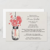 Wilde bloemen & Mason Jar Vrijgezellenfeest Kaart (Voorkant / Achterkant)