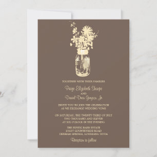 Wilde bloemen & Mason Jar Wedding Invitations Kaart