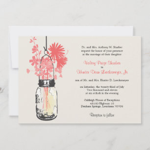 Wilde bloemen & Mason Jar Wedding Invitations Kaart