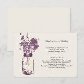 Wilde bloemen & Mason Jar Wedding Routebeschrijvin Informatiekaartje (Voorkant / Achterkant)